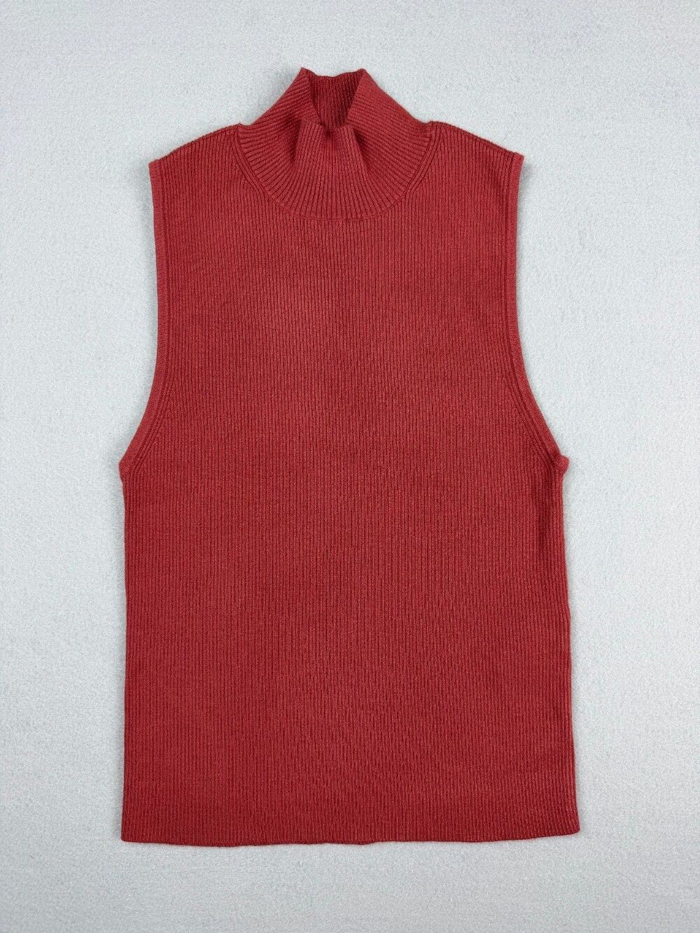 Madewell Women's Small Ribbed Knit Sleeveless Turtleneck Tank Top Rust Orange